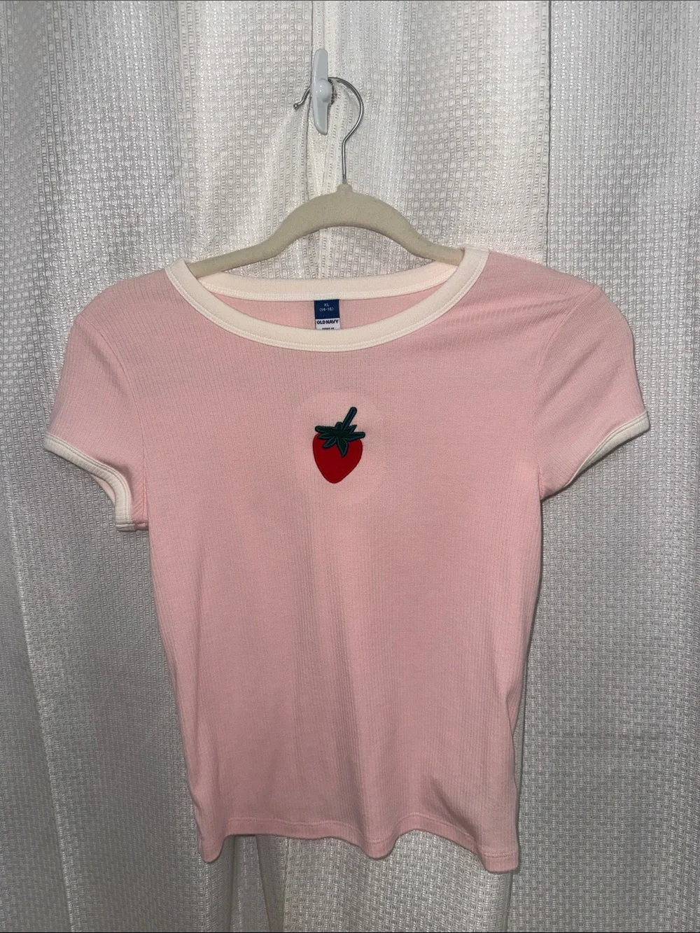 Old Navy Pink Short-Sleeve Strawberry Patch Ringer Tee